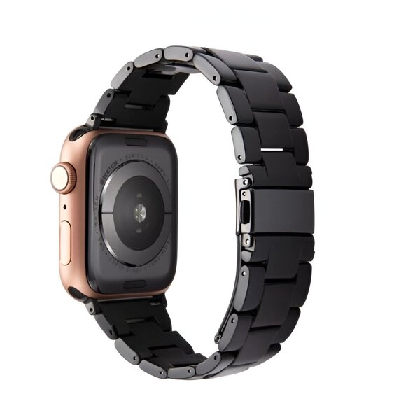 NEW Resin Black Marble Strap Band for Apple Watch - Picture 1 of 2